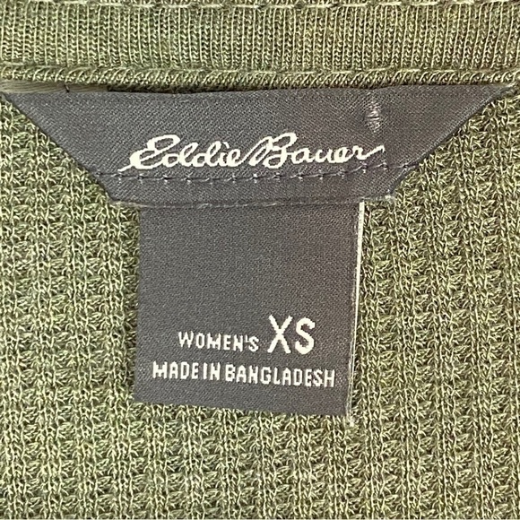 Eddie Bauer Cross Front Thermal Shirt XS Green Three Quarter Sleeve - Picture 5 of 10